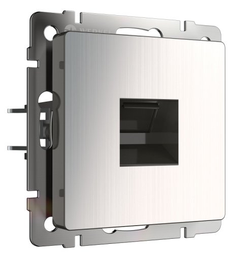 Розетка компьютерная без рамки Werkel 1-м. RJ45 5e глянцевый никель фото Розетка компьютерная без рамки Werkel 1-м. RJ45 5e глянцевый никель картинка